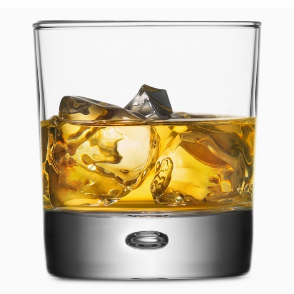 Heavy Base Whiskey Glass | Bubble in Base   EUC Clear 10oz
